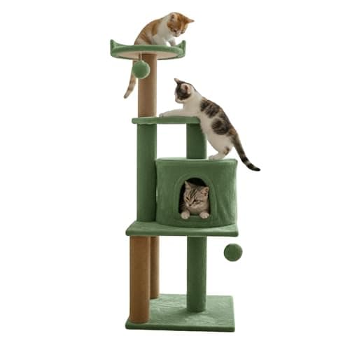 Purrway Soft Fur Activity Cat Tree with Hammock