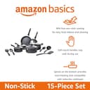 Amazon Basics 15-Piece Non-Stick Cookware Set view 2