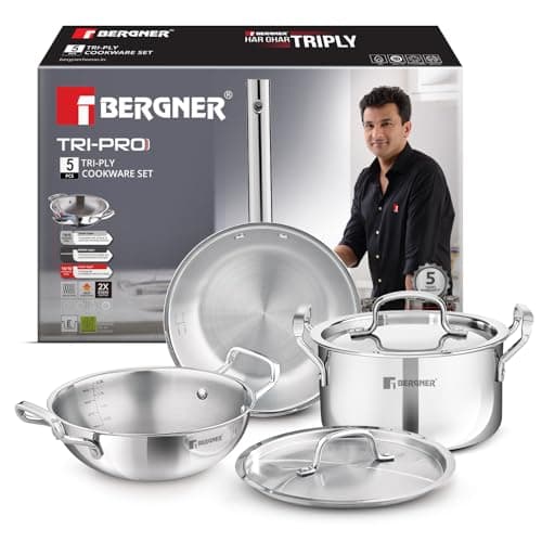 Bergner Tripro 5 Pc Triply Stainless Steel Set