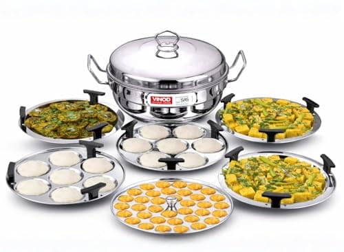 Vinod Stainless Steel Deluxe Multi Kadai with 6 Plates