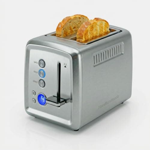 Hamilton Beach 850W 100% Stainless-Steel 2-Slice Pop-up Toaster (Extra-Wide Slots)