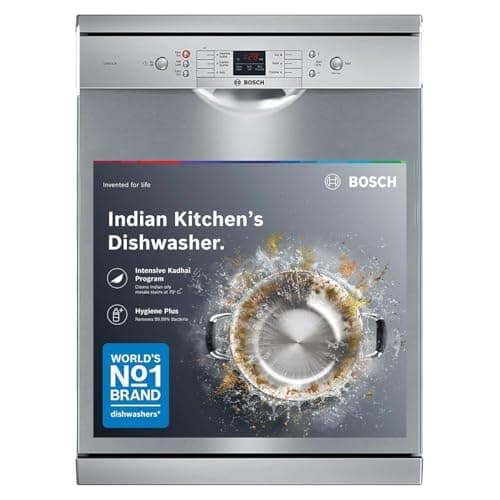 Bosch 13 Place Setting Free-Standing Dishwasher (SMS66GI01I, Silver Inox)