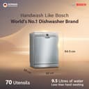 Bosch 13 Place Setting Free-Standing Dishwasher (SMS66GI01I, Silver Inox) view 2