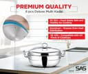 Vinod Stainless Steel Deluxe Multi Kadai with 6 Plates view 6