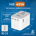 OREI 45W Universal Travel Adapter (3 USB-C + 2 USB-A) view 9