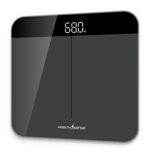 HealthSense Dura-Glass PS 120 Weighing Scale (Step-On, Thick Tempered Glass)