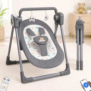 Infantso Automatic Baby Swing with 5-Point Safety Harness